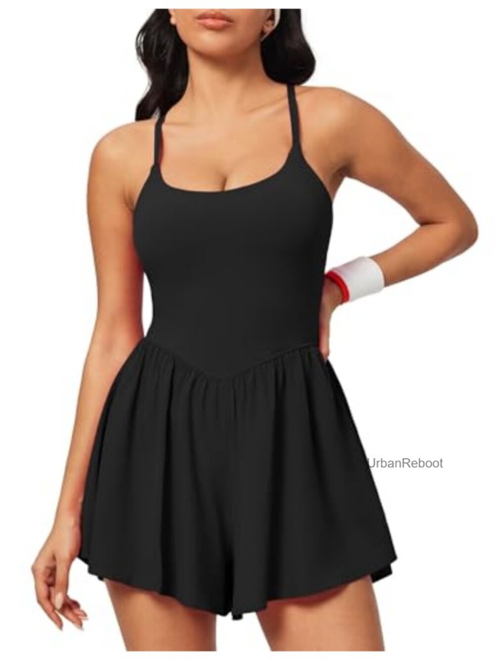 Tummy Control Workout Romper with Bra Adjustable Straps Removable Pads Pockets